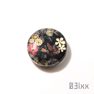 M004 持塩タブレット コイン型 漆黒 ルチルクォーツ 針水晶 お財布 開運(その他)