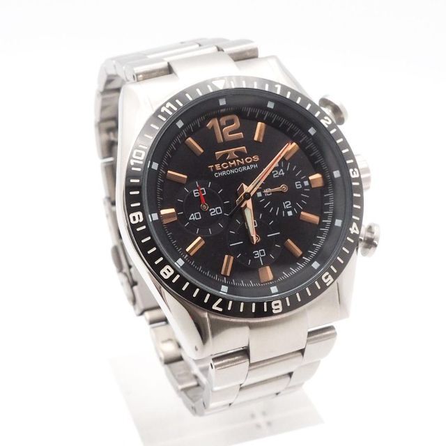 大人気新品 ブラック 腕時計 《美品》TECNOOS クロノグラフ ビックフェイス 10気水 腕時計(アナログ)