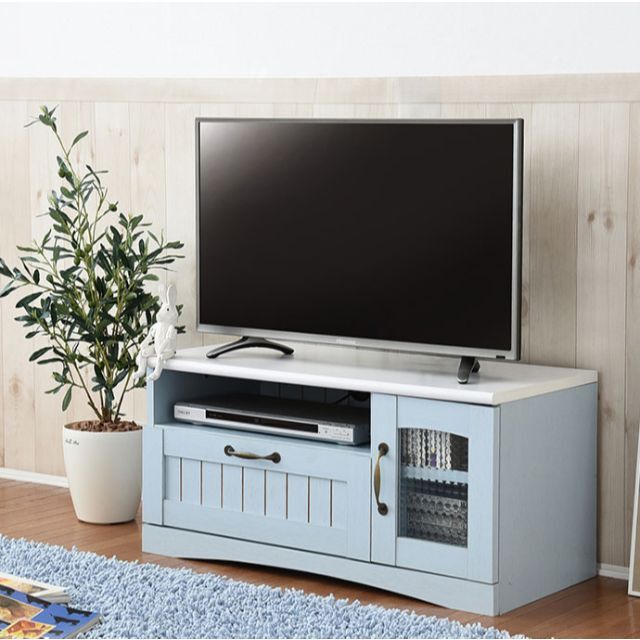 フレンチカントリー テレビ台 幅80cm 32型対応 テレビボード インテリア/住まい/日用品 収納家具 リビング収納 カントリー家具♡棚2段 トールペイント 80×40×32㎝