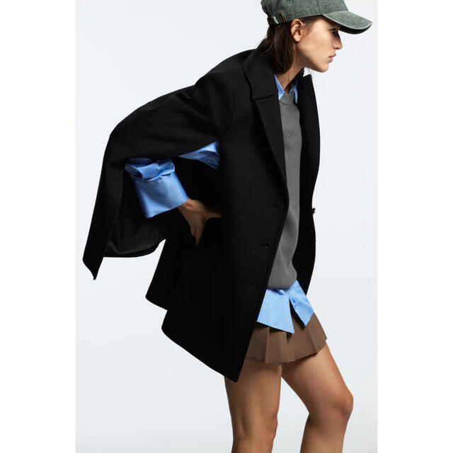 ZARA ウールブレンドアシメントリーケープ レディース ポンチョ
