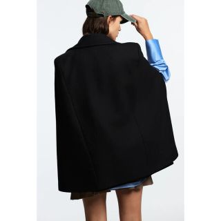 【新品未使用タグ付】ZARA ウールブレンド ボタンケープ ポンチョ XL