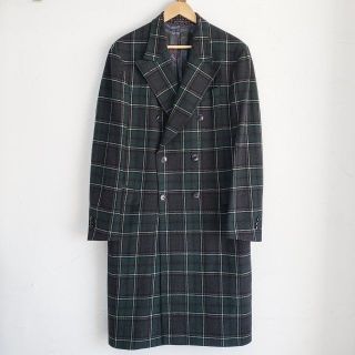 エトロ ETRO チェック柄 ダブル ロングコート 50 イタリア製