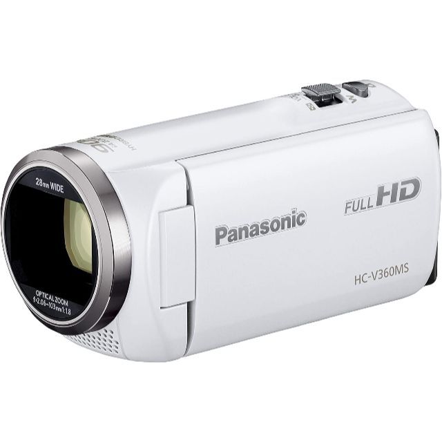 レンズカバー手動★Panasonic パナソニック ビデオカメラ HC-V360MS ホワイト