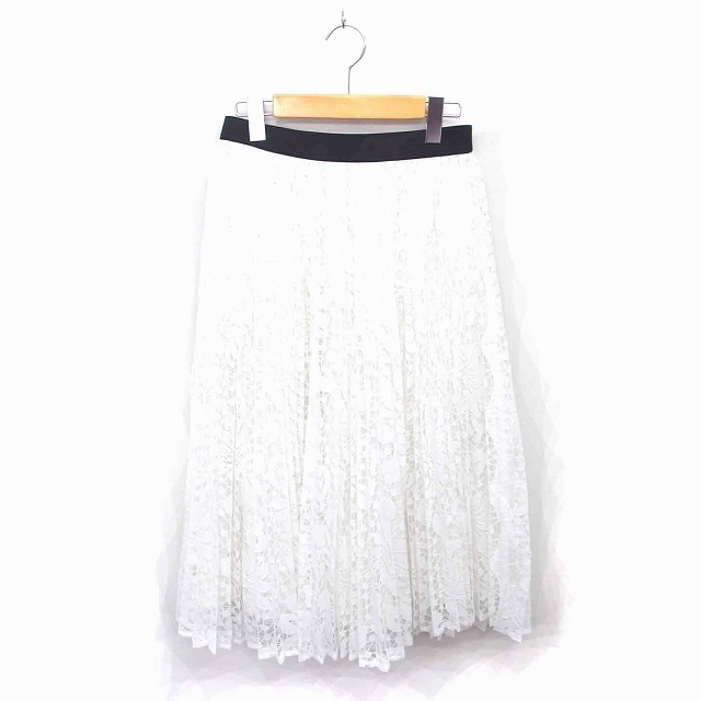 COMME CA ISM(コムサイズム)のコムサイズム タグ付き プリーツ スカート ロング レース 薄手 9 白 レディースのスカート(ロングスカート)の商品写真