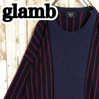 グラム(glamb)のグラム glamb ストライプ 切り替え 5分袖 薄手 ニット/セーター(ニット/セーター)