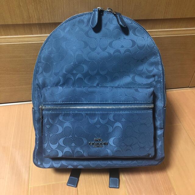 Blue金具シルバー❤︎新品❤︎コーチ　シグネチャー  リュック  バックパック　ブルーグレー