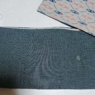 半幅帯　半巾帯　紬風　キャンバス　絣　木綿(帯)