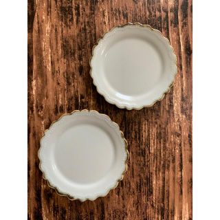 洋食器ラウンド白2枚 小皿 美濃焼オシャレ 磁器カフェ風 丸皿デザート皿 副菜皿(食器)