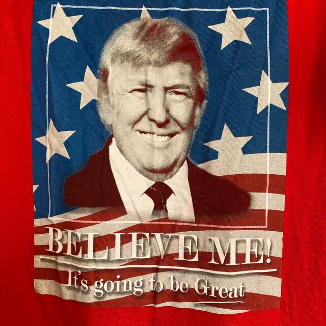 【ドナルドトランプ】Tシャツ 大統領 アメリカ プリント 赤 国旗 USA レディースのトップス(Tシャツ(半袖/袖なし))の商品写真