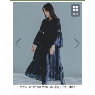 フリークスストア(FREAK'S STORE)のfreada カットワーク　刺繍ワンピース　ブラック(ロングワンピース/マキシワンピース)