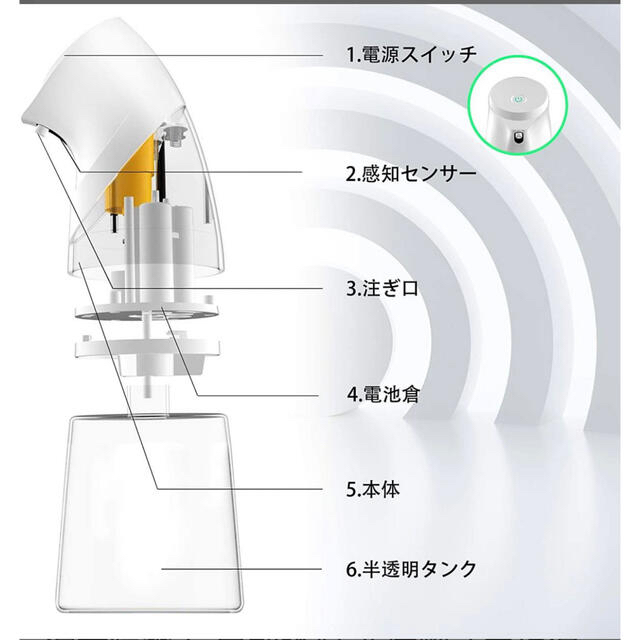 自動アルコール噴霧器 非接触式 450ml 電池式 感染予防  日本語取説付き インテリア/住まい/日用品のキッチン/食器(アルコールグッズ)の商品写真