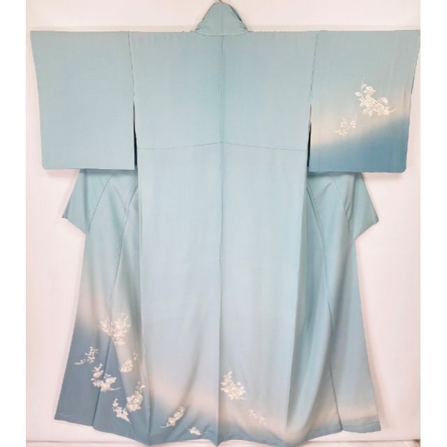 未使用 総刺繍 手刺繍 訪問着 花柄 金糸 水色 ブルー 白 863の 未使用 総刺繍 手刺繍 訪問着 花柄 金糸 水色 ブルー 白 863の