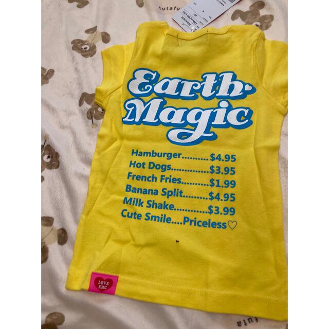EARTHMAGIC(アースマジック)のアースマジック　新品　100cm Tシャツ 半袖　ピンキー　ネコ　女の子　キッズ キッズ/ベビー/マタニティのキッズ服女の子用(90cm~)(Tシャツ/カットソー)の商品写真