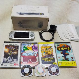 プレイステーションポータブル(PlayStation Portable)のPSP-1000 シルバー ソフト6点セット(携帯用ゲーム機本体)