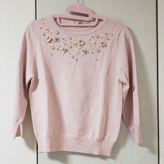 マーリエパーエフデ(Maglie par ef-de)のマーリエ　春　ビジューニット　ピンク新品(ニット/セーター)