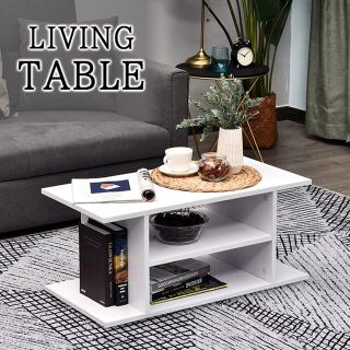 センターテーブル ホワイト 白 リビングテーブル 北欧 シンプル スタイリッシュ(ローテーブル)