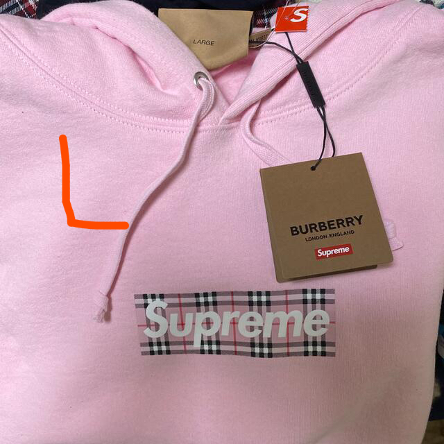 買得 Supreme - 希少 L pink supreme burberry hoodie パーカー 