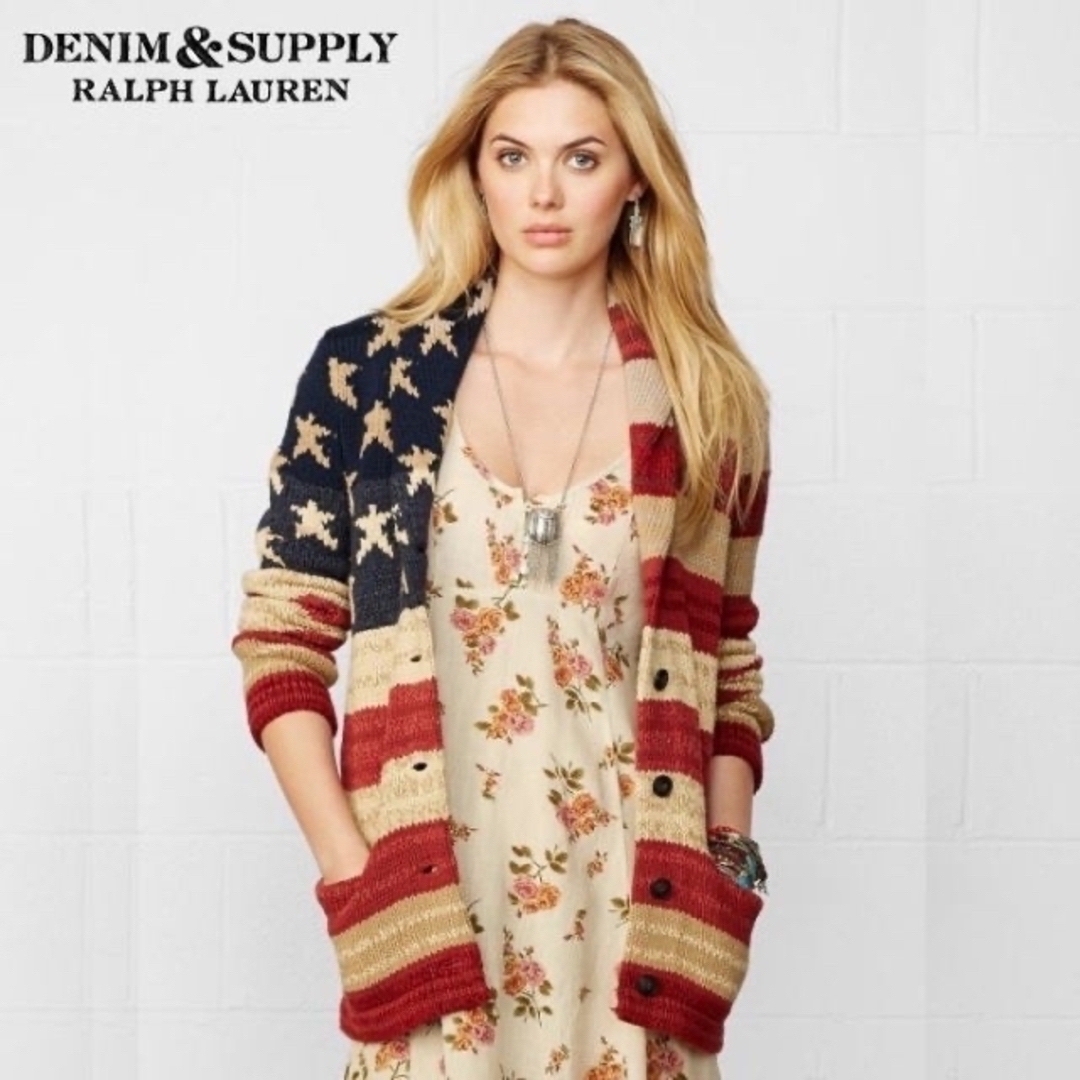 Denim & Supply Ralph Lauren(デニムアンドサプライラルフローレン)の美品 正規 S ラルフローレン アメリカンフラッグ ショール カーディガン レディースのトップス(カーディガン)の商品写真