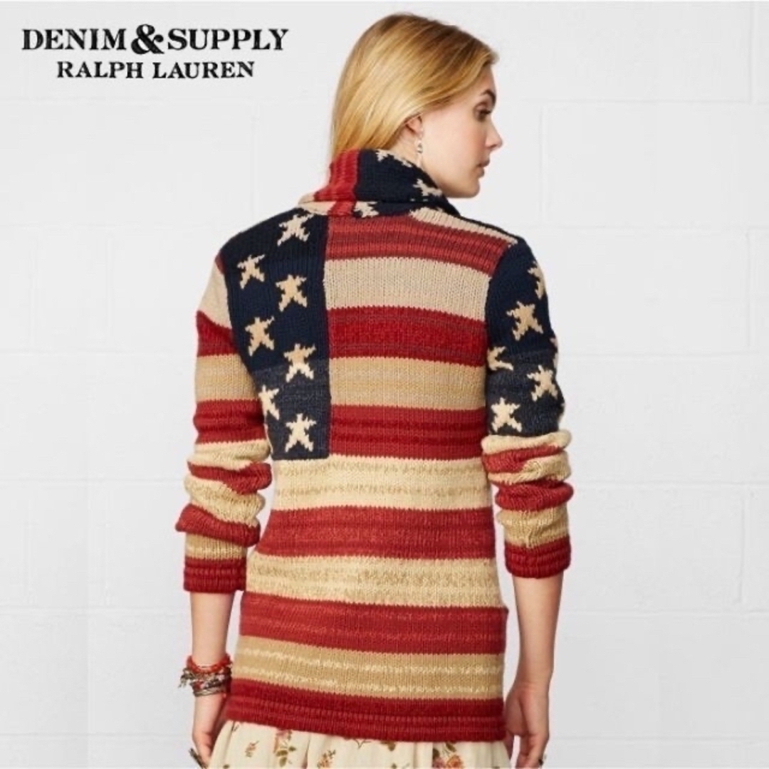 Denim & Supply Ralph Lauren(デニムアンドサプライラルフローレン)の美品 正規 S ラルフローレン アメリカンフラッグ ショール カーディガン レディースのトップス(カーディガン)の商品写真