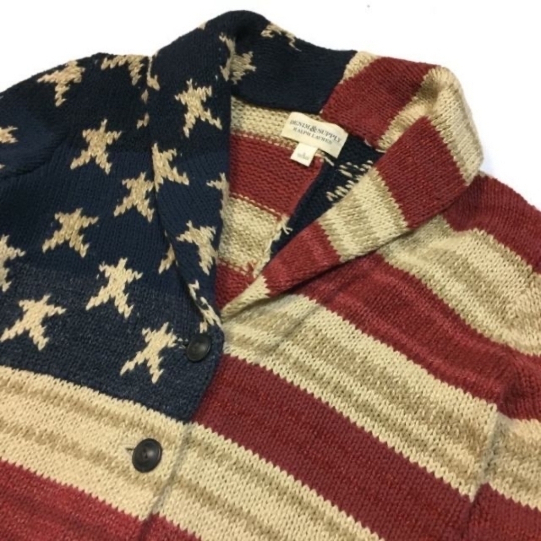 Denim & Supply Ralph Lauren(デニムアンドサプライラルフローレン)の美品 正規 S ラルフローレン アメリカンフラッグ ショール カーディガン レディースのトップス(カーディガン)の商品写真