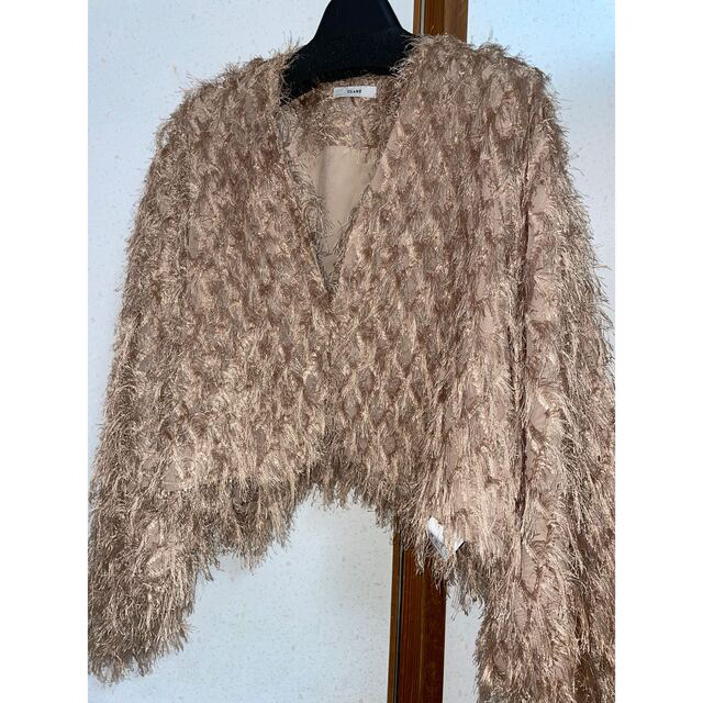 試着のみ！clane CROSS FRINGE BOLERO ベージュ　サイズ2