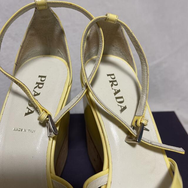 プラダ PRADA ☆ パンチングレザー サンダル 36 伊製 ミュール 白