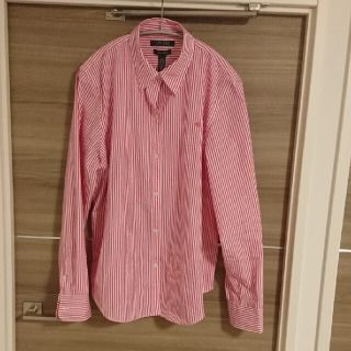 ポロラルフローレン(POLO RALPH LAUREN)の17日まで限定値下げ レディースラルフローレン ピンク&ホワイトシャツ(シャツ/ブラウス(長袖/七分))