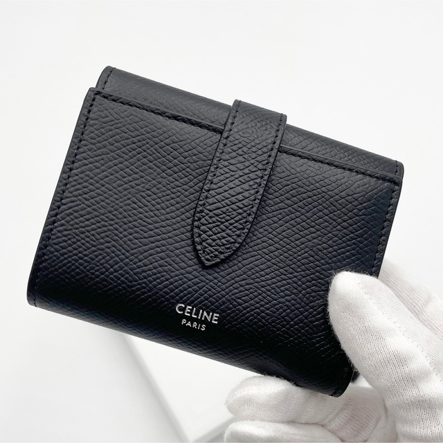 Celine ファインストラップウォレット グレインドカーフスキン ブラック