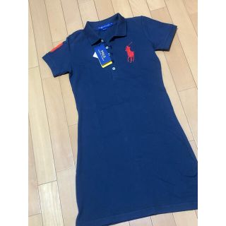 ポロラルフローレン(POLO RALPH LAUREN)のかえちゃんタグ付きポロラルフローレンPOLO SLIM ネイビーワンピース半袖(ひざ丈ワンピース)