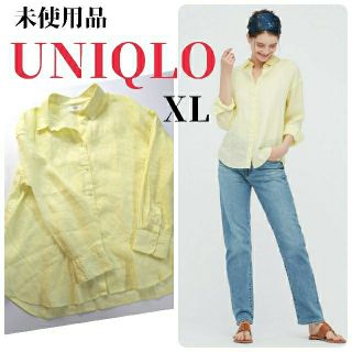 ユニクロ(UNIQLO)の未使用品 ユニクロ リネンシャツ イエロー XL(シャツ/ブラウス(長袖/七分))