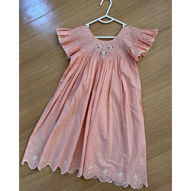 bonjour diary スモッキング　バタフライワンピース　新品　4yキッズ服女の子用(90cm~)