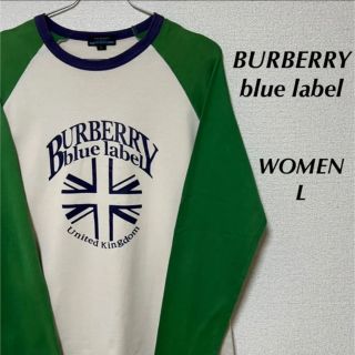 バーバリーブルーレーベル(BURBERRY BLUE LABEL)の【美品】バーバリーブルーレーベル　デカプリント　ロンT レディース　サイズL(Tシャツ(長袖/七分))