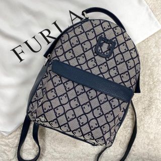 フルラ(Furla)の✨美品✨ FURLA フルラ　リュックサック　キャンバス　ネイビー(リュック/バックパック)