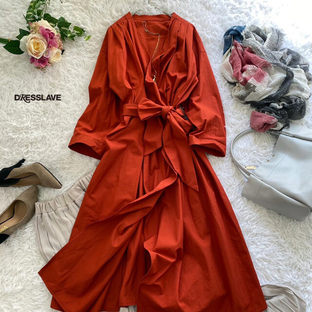 DRESSLAVE ガウン風 ドレープロングコート orange montenegronutrition DRESSLAVE ガウン風 ドレープロングコート orange montenegronutrition