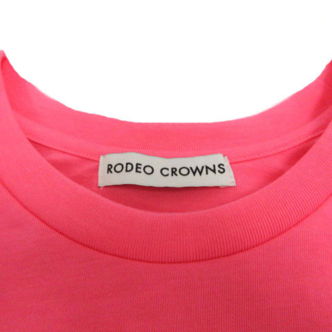 RODEO CROWNS(ロデオクラウンズ)のRodeo Crowns カットソー フレンチスリーブ 刺繍 蛍光ピンク F レディースのトップス(カットソー(半袖/袖なし))の商品写真