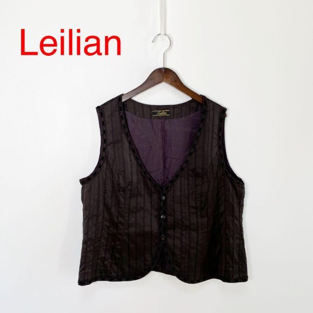 leilian - Leilian レリアン シルク混ストライプベスト 692の通販 by ...