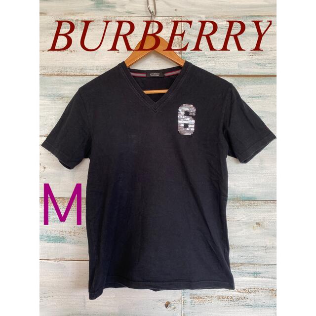 BURBERRY BLACK LABEL(バーバリーブラックレーベル)のBURBERRY Vネック サイズ2 おしゃれロゴ シンプル メンズのトップス(Tシャツ/カットソー(半袖/袖なし))の商品写真