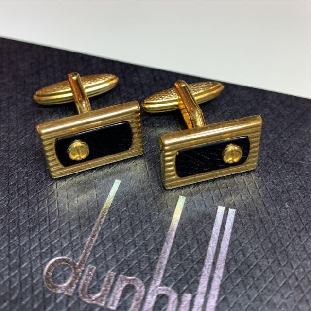 Dunhill(ダンヒル)のdunhill ダンヒル カフス スクエア型 dロゴ ブラックxゴールドカラー メンズのファッション小物(カフリンクス)の商品写真