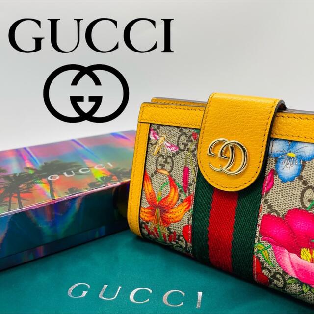 新品】GUCCI パスポートケース パスケース GGフローラ 黄色 驚きの価格