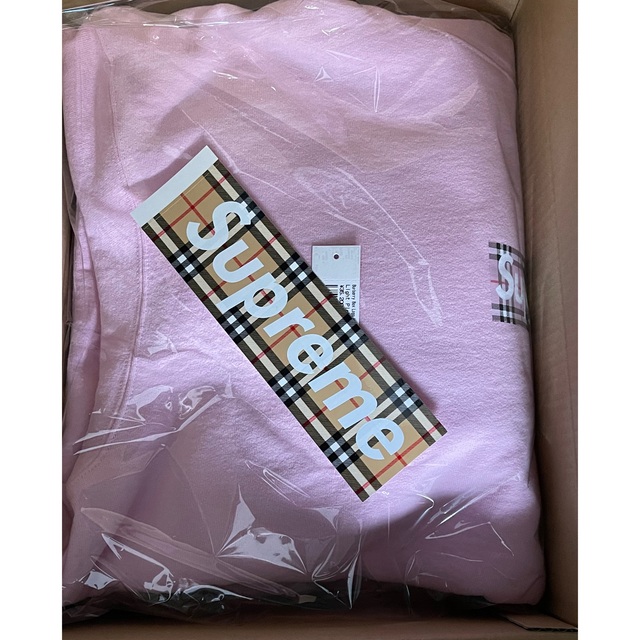 Supreme(シュプリーム)のピンク L Supreme Burberry Box Logo Hooded  メンズのトップス(パーカー)の商品写真