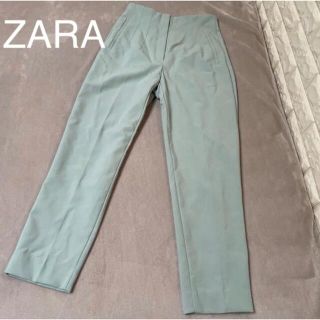 ザラ(ZARA)のもにょこ様専用☆新品☆ZARA ハイウエストパンツ　ミントグリーン　M(クロップドパンツ)