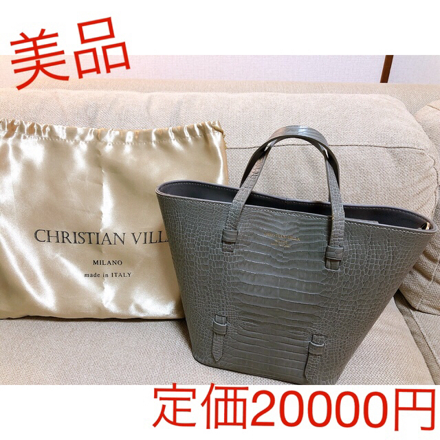 CHRISTIAN VILLA(クリスチャンヴィラ)の美品　クリスチャンヴィラ　スクラップブック　バッグ　トートバッグ　春　グレー レディースのバッグ(ショルダーバッグ)の商品写真