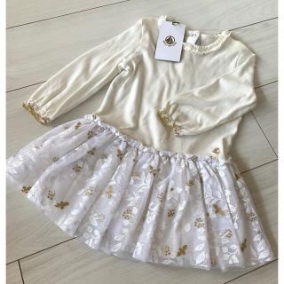 プチバトー(PETIT BATEAU)の専用♡プチバトー　チュール付き　ワンピース　18m 新品未使用　タグ付き(ワンピース)