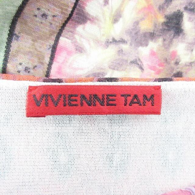 VIVIENNE TAM(ヴィヴィアンタム)のヴィヴィアンタム Tシャツ カットソー 長袖 クルーネック 総柄 0 ピンク 緑 レディースのトップス(その他)の商品写真