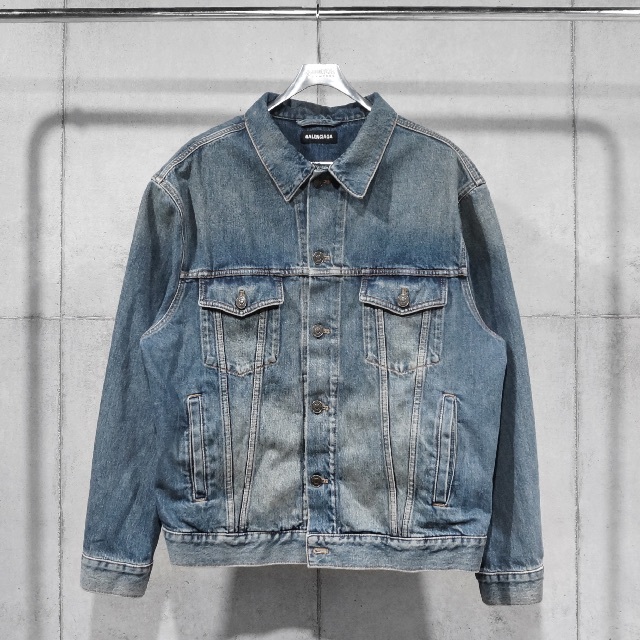 BALENCIAGA 19AW BACK LOGO DENIM JACKET - Gジャン/デニムジャケット