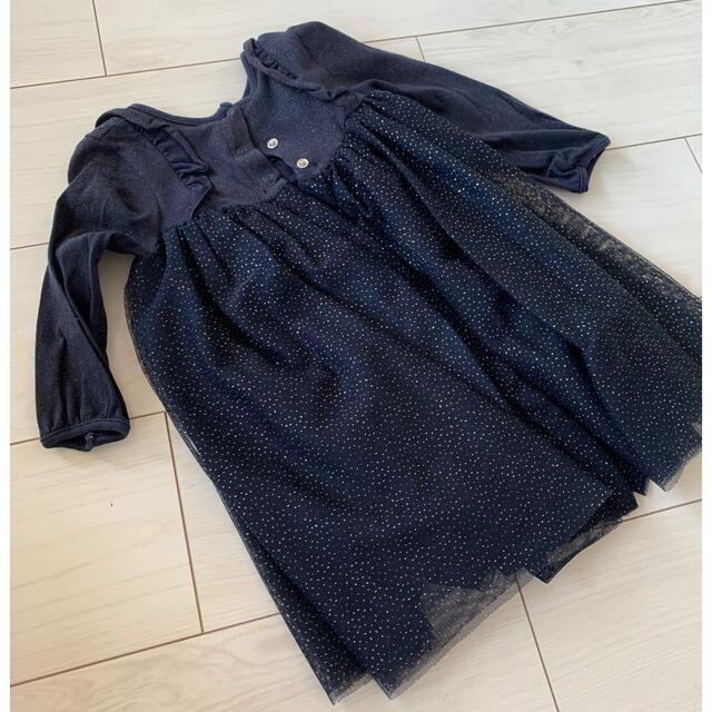 PETIT BATEAU(プチバトー)のプチバトー　チュールラメワンピース　18m キッズ/ベビー/マタニティのベビー服(~85cm)(ワンピース)の商品写真