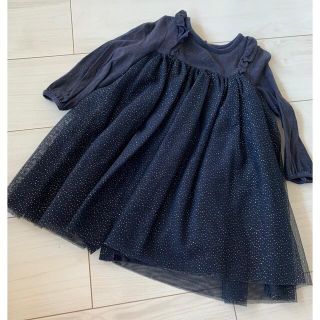 プチバトー(PETIT BATEAU)のプチバトー　チュールラメワンピース　18m(ワンピース)