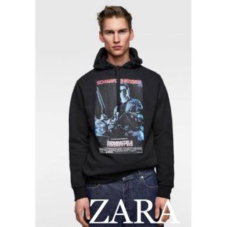 ザラ(ZARA)のZARA ザラ パーカー プルオーバー ターミネーター2 S 黒 ブラック(パーカー)