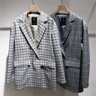 ダブルクローゼット(w closet)のw closet グレンチェックテーラードジャケット(テーラードジャケット)