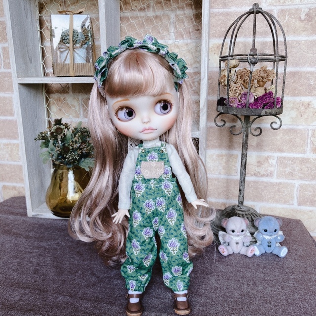 ハンドメイド　ネオブライスサイズ　サロペット&ヘッドリボンセット♡